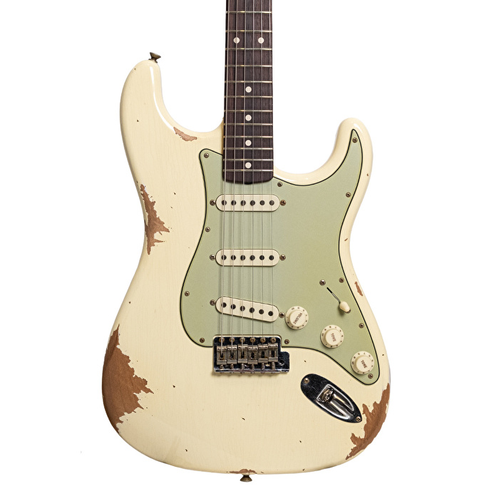 Fender Custom Shop 1962 Stratocaster Heavy Relic Gülağacı Klavye Vintage White Elektro Gitar